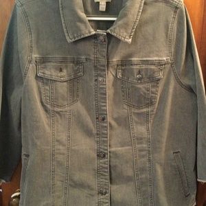 LOGO by Lori Goldstein 3/4 Sleeve Denim Jacket